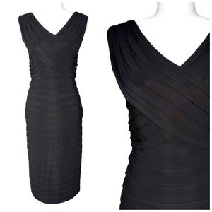 Vintage Cache Bandage Dress Size 2 Black Stretch Y2K LBD Cocktail Evening Formal